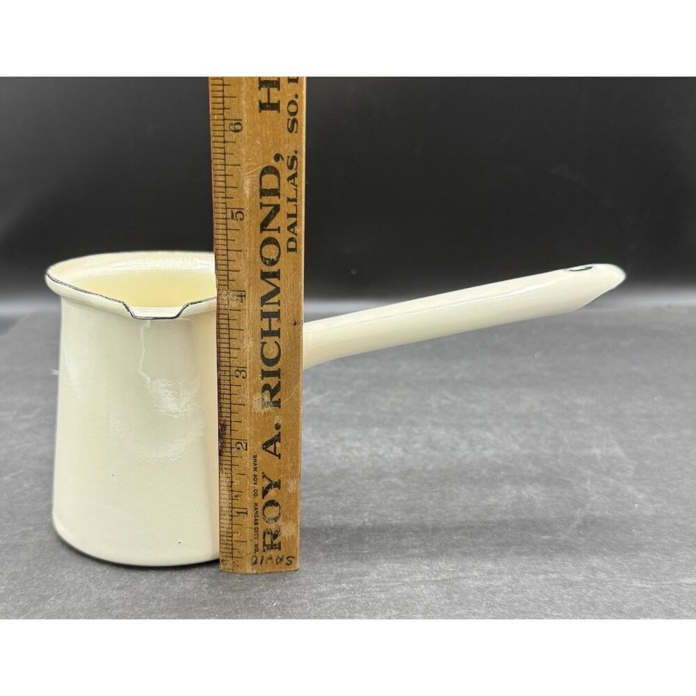 Chaiwalla Off White Enamel Coffee Pot Enamelware Butter Syrup Turkish Coffee - Picture 7 of 8